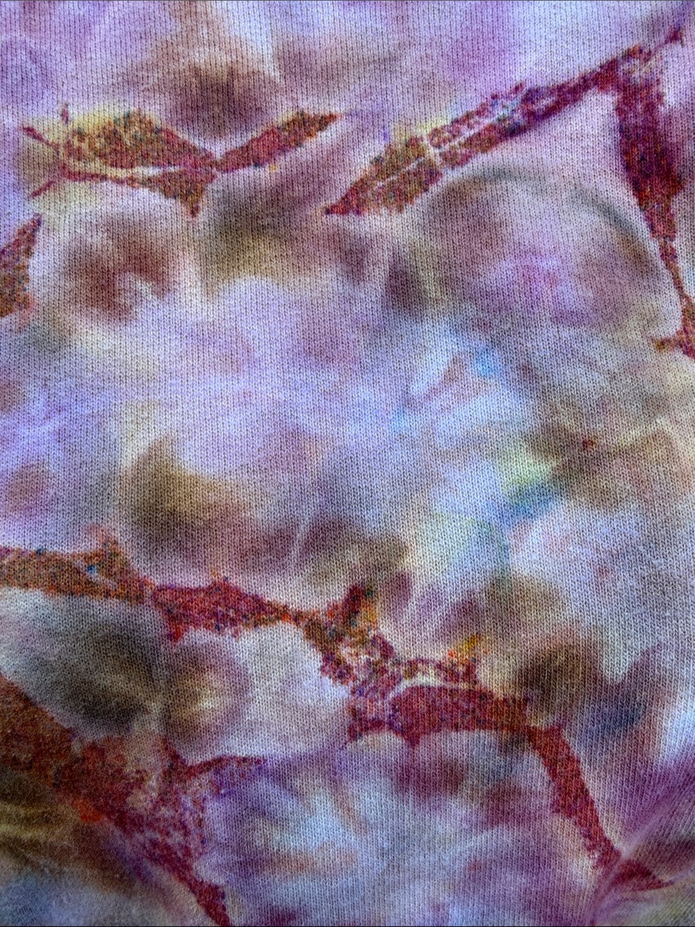 Tie-Dye Pullover Sweatshirt in Pink, Brown & Cream XL cotton - Picture 2 of 6